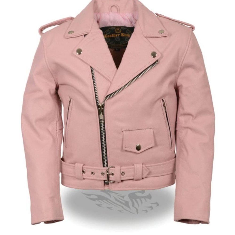 Kids Pink Leather Jacket